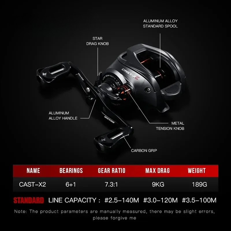 7.3:1 Baitcasting Reel with Magnetic Brake