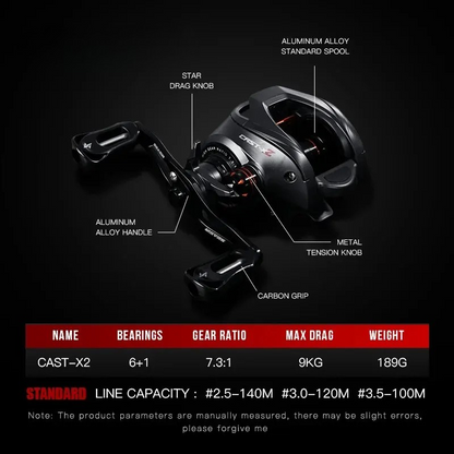 7.3:1 Baitcasting Reel with Magnetic Brake